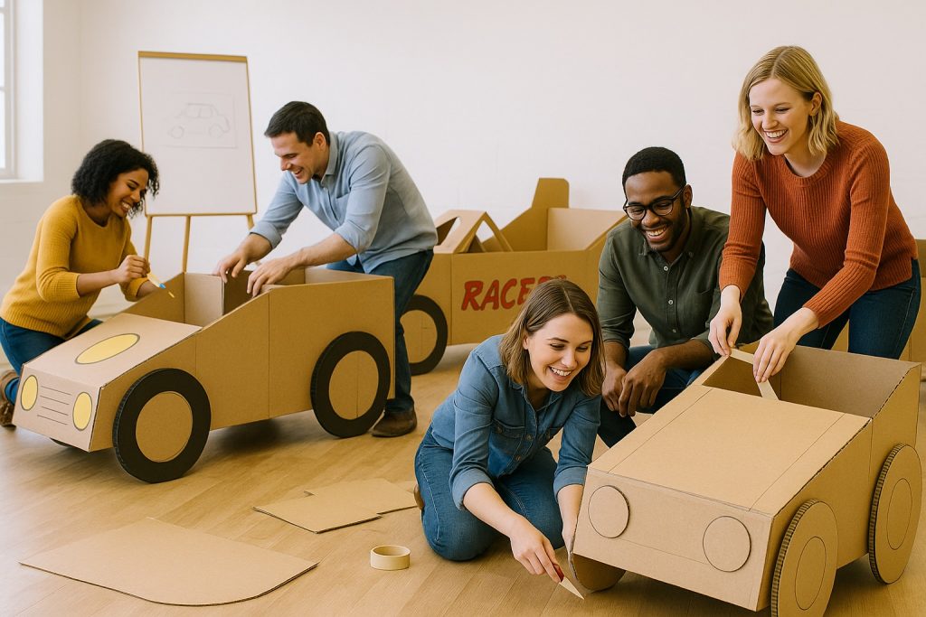 team building voiture en carton